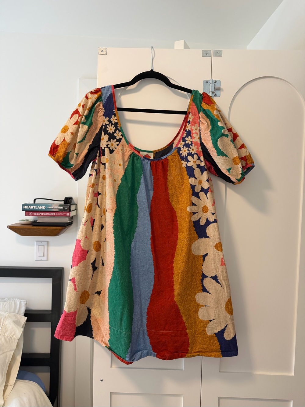FARM Rio Multicolor Floral Stripe Mini Dress - Red Green Blue Yellow Pink